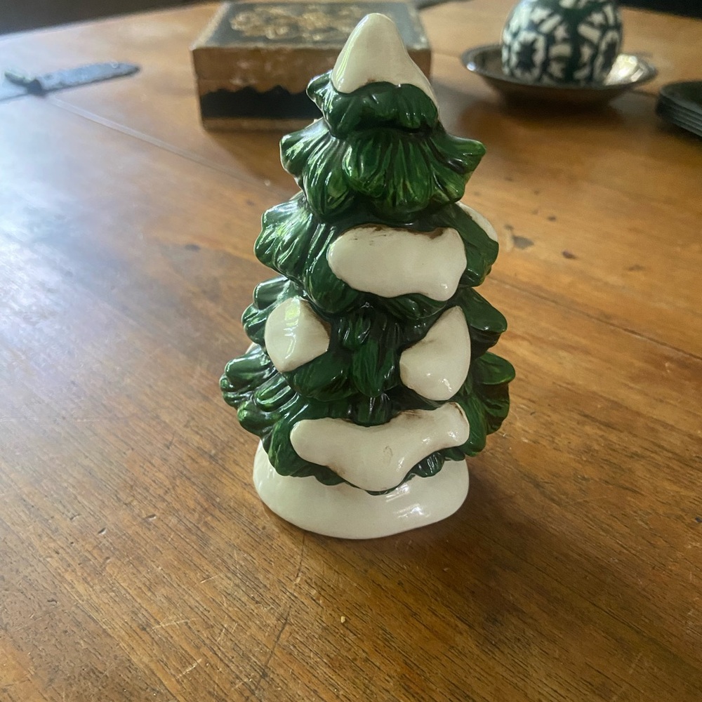 Vintage Lefton Ceramic Snowy Christmas Tree